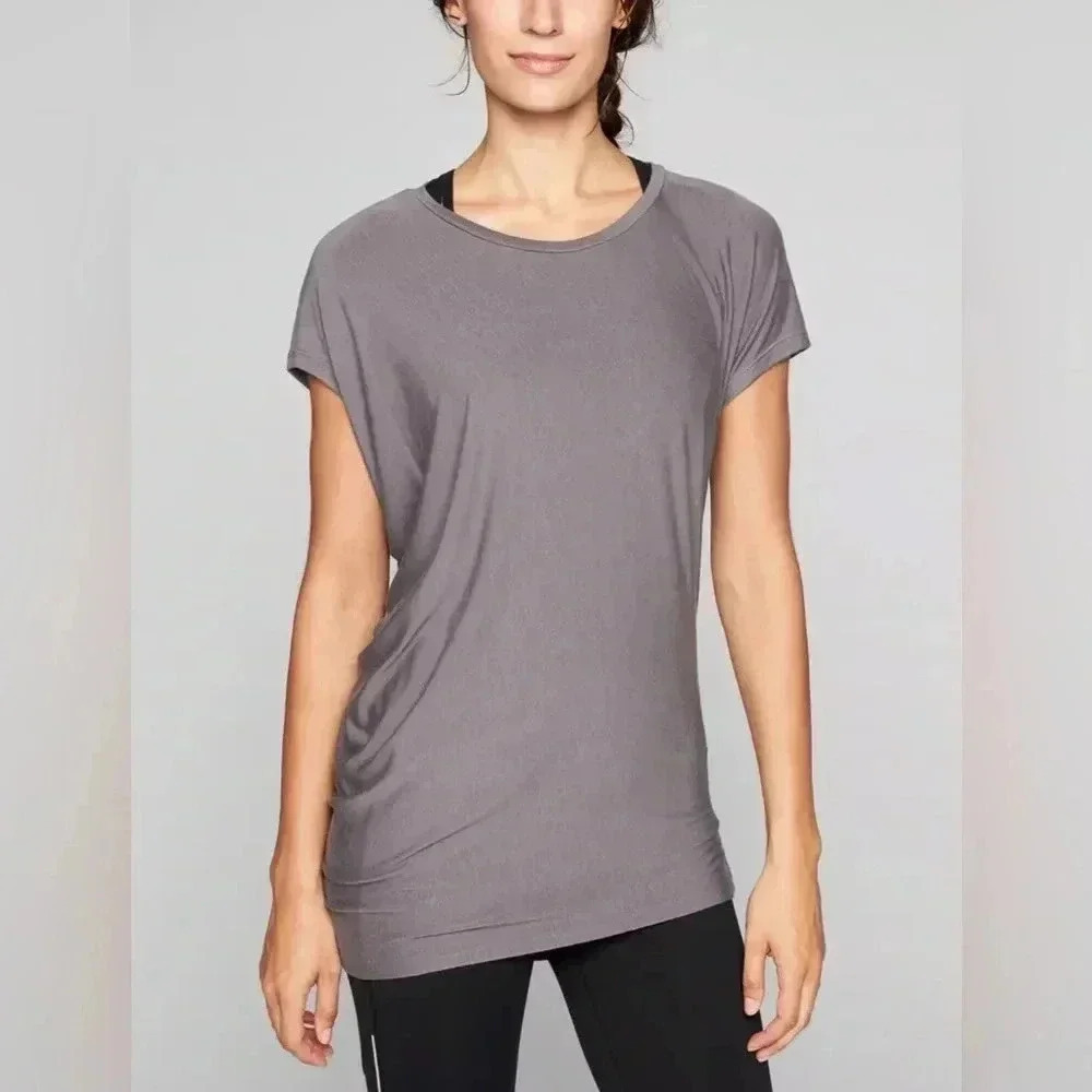 Athleta Women’s Threadlight Asymmetrical Relaxed T Shirt Black Size Small